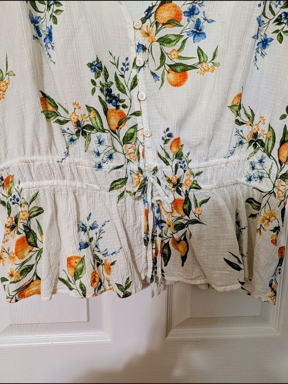 Cream Floral Blouse by Time and Tru - Picture 7 of 7